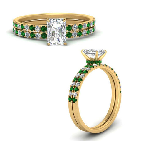 hidden-halo-half-way-radiant-cut-diamond-wedding-ring-set-with-emerald-in-FD9168RAGEMGRANGLE3-NL-YG