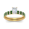 Thumbnail 51 - hidden-halo-half-way-radiant-cut-diamond-wedding-ring-set-with-emerald-in-FD9168RAGEMGRANGLE3-NL-YG