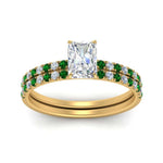 Load image into Gallery viewer, hidden-halo-half-way-radiant-cut-diamond-wedding-ring-set-with-emerald-in-FD9168RAGEMGRANGLE3-NL-YG
