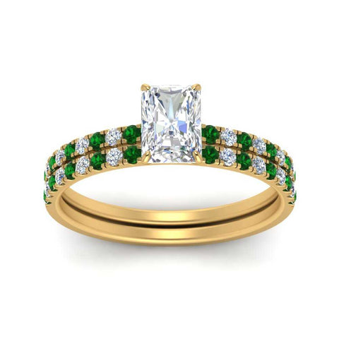 hidden-halo-half-way-radiant-cut-diamond-wedding-ring-set-with-emerald-in-FD9168RAGEMGRANGLE3-NL-YG