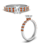 Load image into Gallery viewer, hidden-halo-half-way-radiant-cut-diamond-wedding-ring-set-with-orange-sapphire-in-FD9168RAGSAORANGLE3-NL-WG
