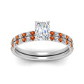 Thumbnail 15 - hidden-halo-half-way-radiant-cut-diamond-wedding-ring-set-with-orange-sapphire-in-FD9168RAGSAORANGLE3-NL-WG