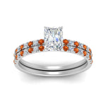 Load image into Gallery viewer, hidden-halo-half-way-radiant-cut-diamond-wedding-ring-set-with-orange-sapphire-in-FD9168RAGSAORANGLE3-NL-WG
