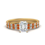 Load image into Gallery viewer, hidden-halo-half-way-radiant-cut-diamond-wedding-ring-set-with-orange-sapphire-in-FD9168RAGSAORANGLE3-NL-YG
