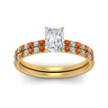 Thumbnail 43 - hidden-halo-half-way-radiant-cut-diamond-wedding-ring-set-with-orange-sapphire-in-FD9168RAGSAORANGLE3-NL-YG