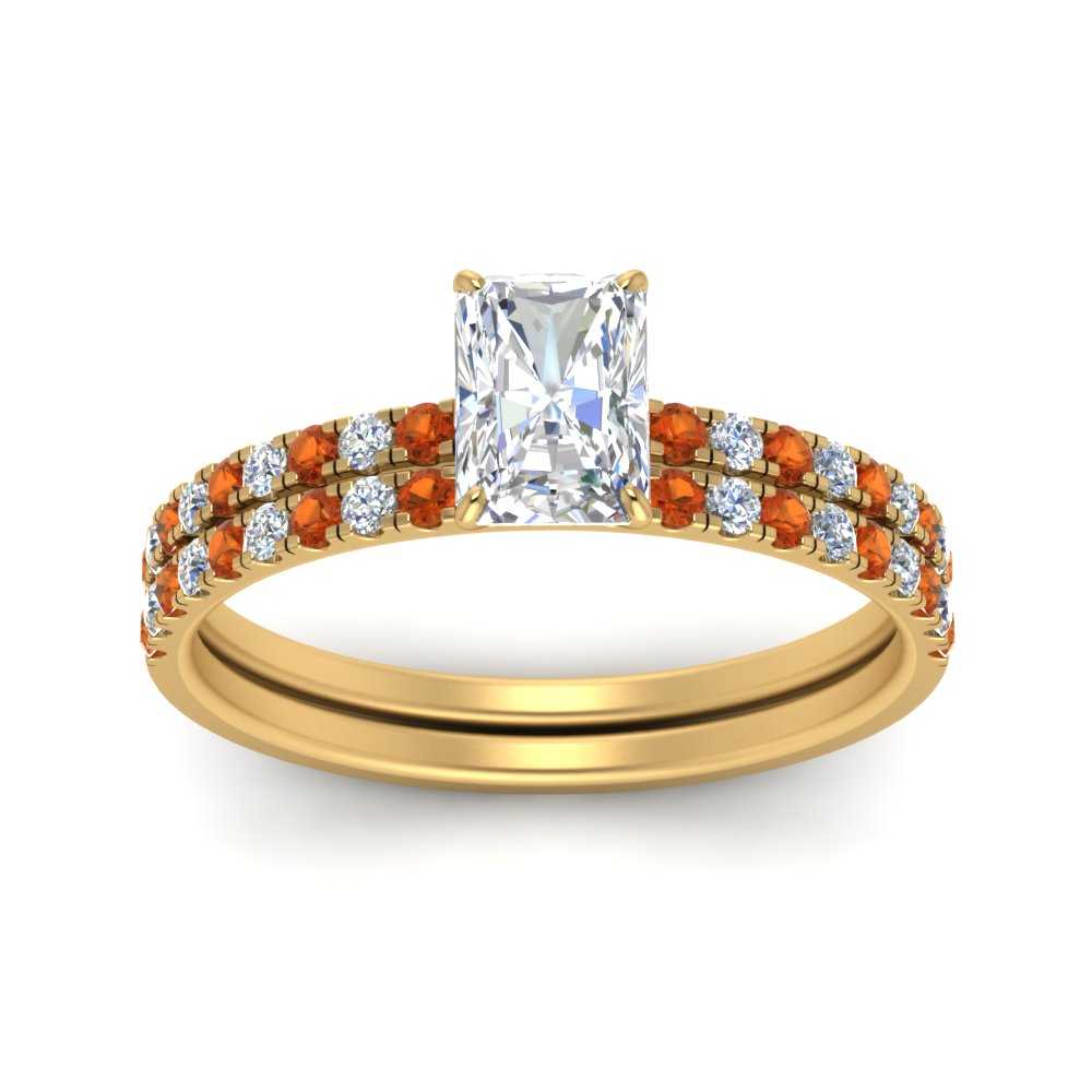 hidden-halo-half-way-radiant-cut-diamond-wedding-ring-set-with-orange-sapphire-in-FD9168RAGSAORANGLE3-NL-YG