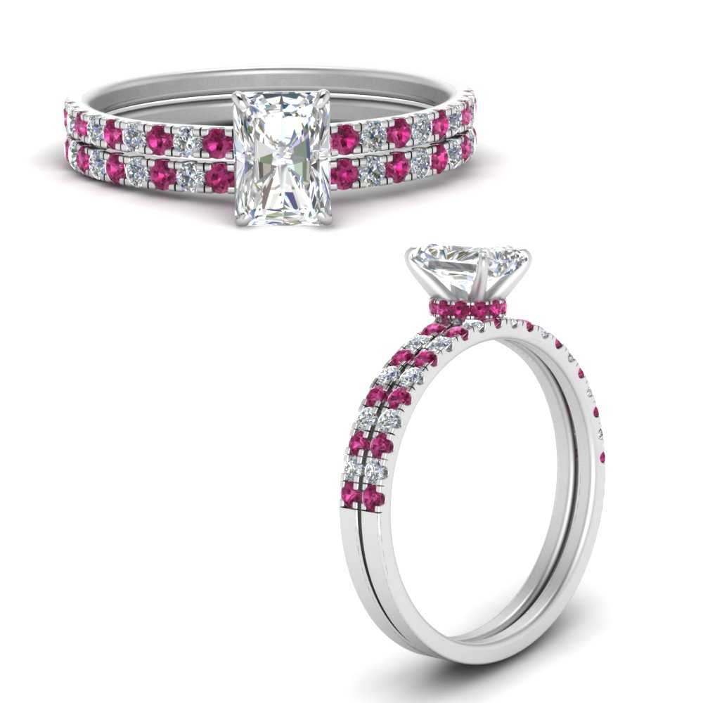 hidden-halo-half-way-radiant-cut-diamond-wedding-ring-set-with-pink-sapphire-in-FD9168RAGSADRPIANGLE3-NL-WG