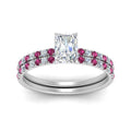 Thumbnail 11 - hidden-halo-half-way-radiant-cut-diamond-wedding-ring-set-with-pink-sapphire-in-FD9168RAGSADRPIANGLE3-NL-WG