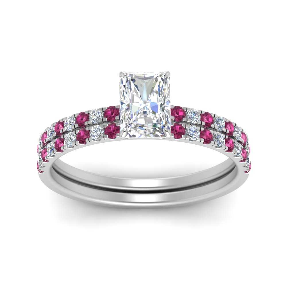 hidden-halo-half-way-radiant-cut-diamond-wedding-ring-set-with-pink-sapphire-in-FD9168RAGSADRPIANGLE3-NL-WG