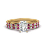 Load image into Gallery viewer, hidden-halo-half-way-radiant-cut-diamond-wedding-ring-set-with-pink-sapphire-in-FD9168RAGSADRPIANGLE3-NL-YG
