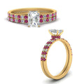 Thumbnail 37 - hidden-halo-half-way-radiant-cut-diamond-wedding-ring-set-with-pink-sapphire-in-FD9168RAGSADRPIANGLE3-NL-YG