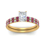 Load image into Gallery viewer, hidden-halo-half-way-radiant-cut-diamond-wedding-ring-set-with-pink-sapphire-in-FD9168RAGSADRPIANGLE3-NL-YG
