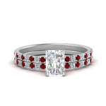 Load image into Gallery viewer, hidden-halo-half-way-radiant-cut-diamond-wedding-ring-set-with-ruby-in-FD9168RAGRUDRANGLE3-NL-WG
