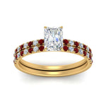 Load image into Gallery viewer, hidden-halo-half-way-radiant-cut-diamond-wedding-ring-set-with-ruby-in-FD9168RAGRUDRANGLE3-NL-YG

