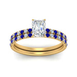 Load image into Gallery viewer, hidden-halo-half-way-radiant-cut-diamond-wedding-ring-set-with-sapphire-in-FD9168RAGSABLANGLE3-NL-YG

