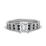 Load image into Gallery viewer, hidden-halo-half-way-radiant-cut-wedding-ring-set-with-black-diamond-in-FD9168RAGBLACKANGLE3-NL-WG
