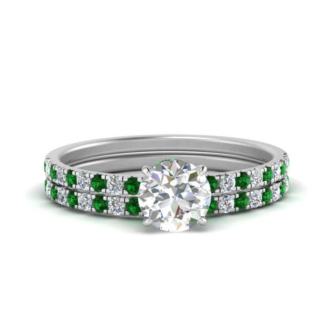 hidden-halo-half-way-round-cut-diamond-wedding-ring-set-with-emerald-in-FD9168ROGEMGRANGLE3-NL-WG