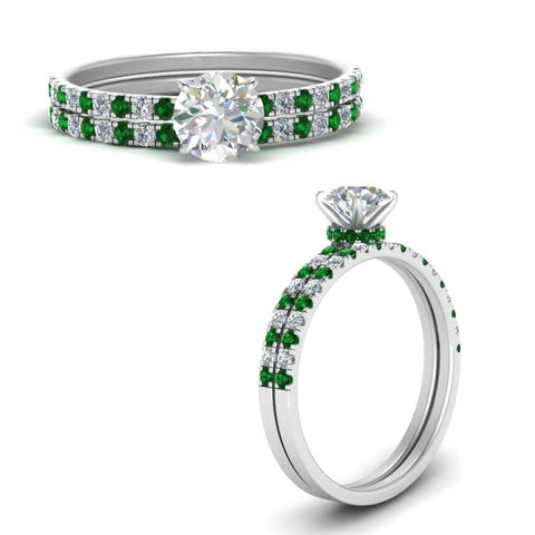 hidden-halo-half-way-round-cut-diamond-wedding-ring-set-with-emerald-in-FD9168ROGEMGRANGLE3-NL-WG