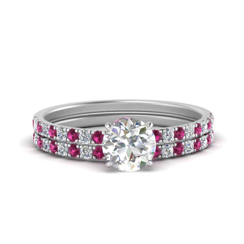 hidden-halo-half-way-round-cut-diamond-wedding-ring-set-with-pink-sapphire-in-FD9168ROGSADRPIANGLE3-NL-WG