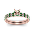 Thumbnail 47 - hidden-halo-half-way-semi-mount-diamond-wedding-ring-set-with-emerald-in-FD9168SMGEMGRANGLE3-NL-RG