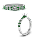 Thumbnail 13 - hidden-halo-half-way-semi-mount-diamond-wedding-ring-set-with-emerald-in-FD9168SMGEMGRANGLE3-NL-WG