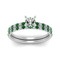 Thumbnail 15 - hidden-halo-half-way-semi-mount-diamond-wedding-ring-set-with-emerald-in-FD9168SMGEMGRANGLE3-NL-WG