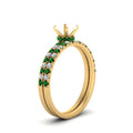 Thumbnail 32 - hidden-halo-half-way-semi-mount-diamond-wedding-ring-set-with-emerald-in-FD9168SMGEMGRANGLE3-NL-YG