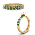 Thumbnail 29 - hidden-halo-half-way-semi-mount-diamond-wedding-ring-set-with-emerald-in-FD9168SMGEMGRANGLE3-NL-YG