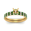 Thumbnail 31 - hidden-halo-half-way-semi-mount-diamond-wedding-ring-set-with-emerald-in-FD9168SMGEMGRANGLE3-NL-YG