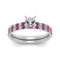 Thumbnail 7 - hidden-halo-half-way-semi-mount-diamond-wedding-ring-set-with-pink-sapphire-in-FD9168SMGSADRPIANGLE3-NL-WG