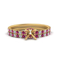 Thumbnail 22 - hidden-halo-half-way-semi-mount-diamond-wedding-ring-set-with-pink-sapphire-in-FD9168SMGSADRPIANGLE3-NL-YG