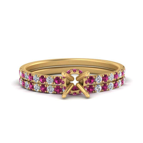hidden-halo-half-way-semi-mount-diamond-wedding-ring-set-with-pink-sapphire-in-FD9168SMGSADRPIANGLE3-NL-YG