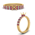 Thumbnail 21 - hidden-halo-half-way-semi-mount-diamond-wedding-ring-set-with-pink-sapphire-in-FD9168SMGSADRPIANGLE3-NL-YG
