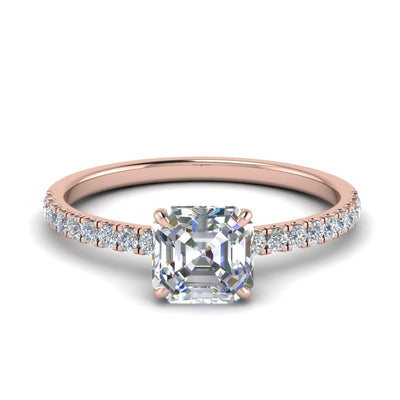 Asscher Cut Half Coverage Hidden Halo Ring