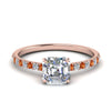 Load image into Gallery viewer, hidden-halo-petite-asscher-cut-diamond-engagement-ring-with-orange-sapphire-in-FD9168ASRGSAORANGLE3-NL-RG
