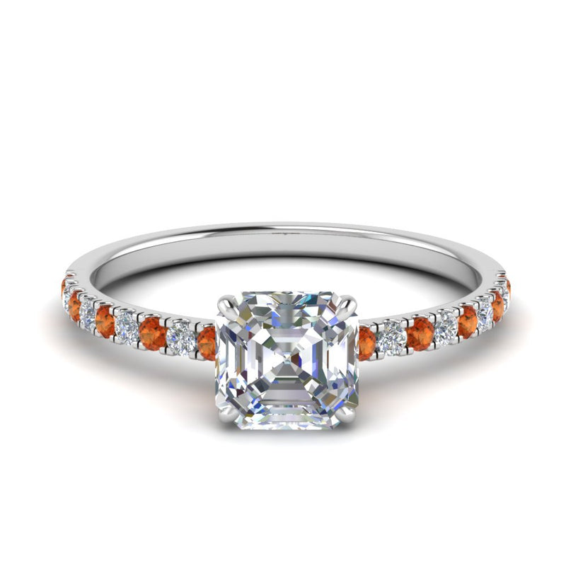 Asscher Diamond Half Coverage Hidden Halo Ring