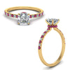 Load image into Gallery viewer, hidden-halo-petite-asscher-cut-diamond-engagement-ring-with-pink-sapphire-in-FD9168ASRGSADRPIANGLE3-NL-YG