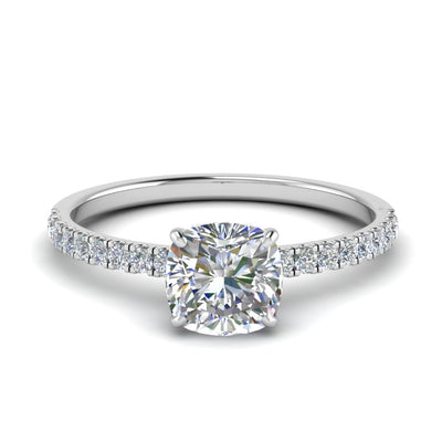 Cushion Cut Half Coverage Hidden Halo Ring
