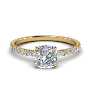 Cushion Cut Half Coverage Hidden Halo Ring