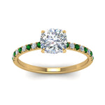 Load image into Gallery viewer, hidden-halo-petite-cushion-cut-diamond-engagement-ring-with-emerald-in-FD9168CURGEMGRANGLE3-NL-YG

