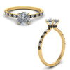 Load image into Gallery viewer, hidden-halo-petite-cushion-cut-engagement-ring-with-black-diamond-in-FD9168CURGBLACKANGLE3-NL-YG