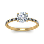 Load image into Gallery viewer, hidden-halo-petite-cushion-cut-engagement-ring-with-black-diamond-in-FD9168CURGBLACKANGLE3-NL-YG
