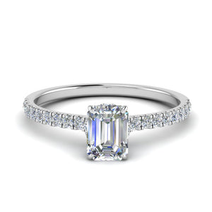 Emerald Diamond Half Coverage Hidden Halo Ring