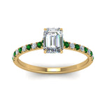 Load image into Gallery viewer, hidden-halo-petite-emerald-cut-diamond-engagement-ring-with-emerald-in-FD9168EMRGEMGRANGLE3-NL-YG
