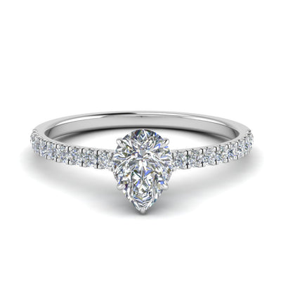 Pear Cut Half Coverage Hidden Halo Ring
