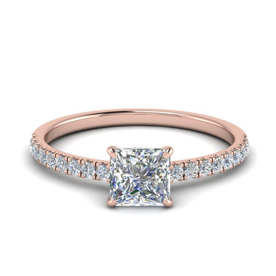 Princess Cut Half Coverage Hidden Halo Ring