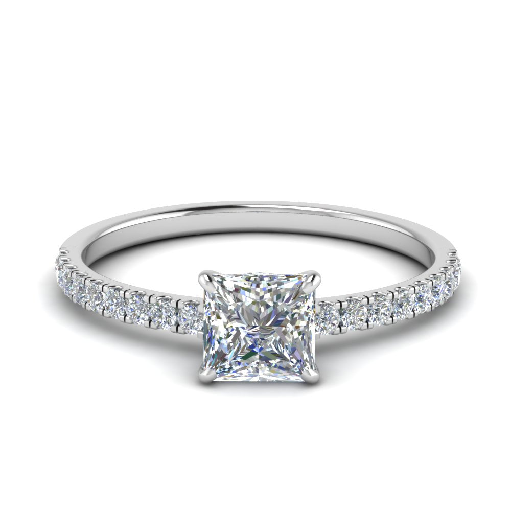 Princess Diamond Half Coverage Hidden Halo Ring