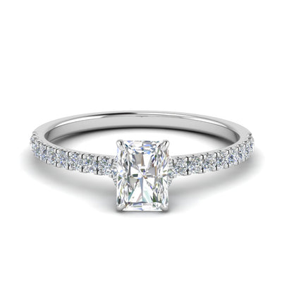 Radiant Cut Half Coverage Hidden Halo Ring