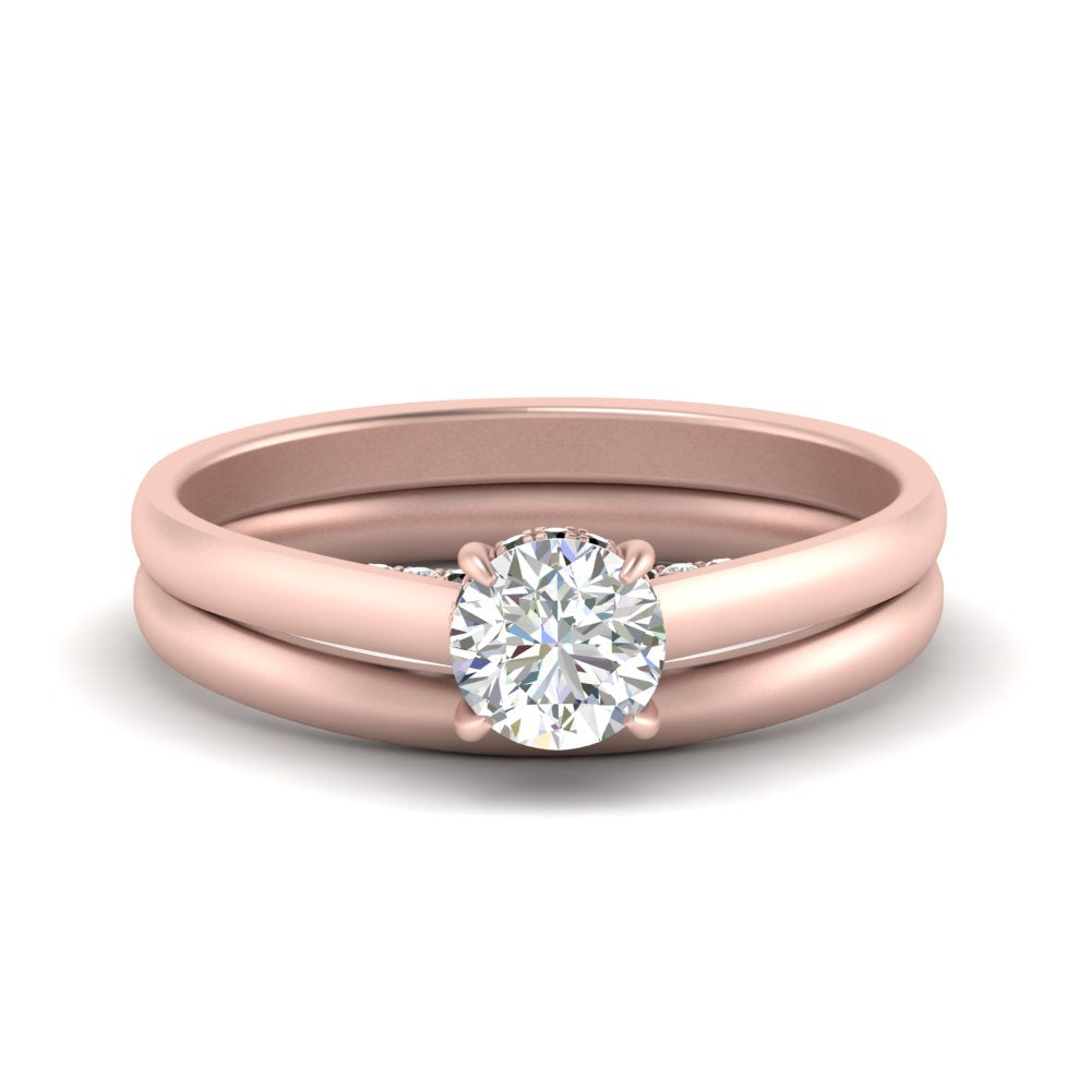 5 Carat Round Cut Secret Halo Ring Set