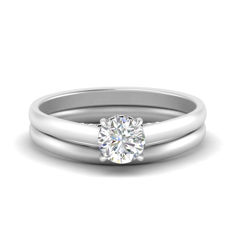 5 Carat Round Cut Secret Halo Ring Set
